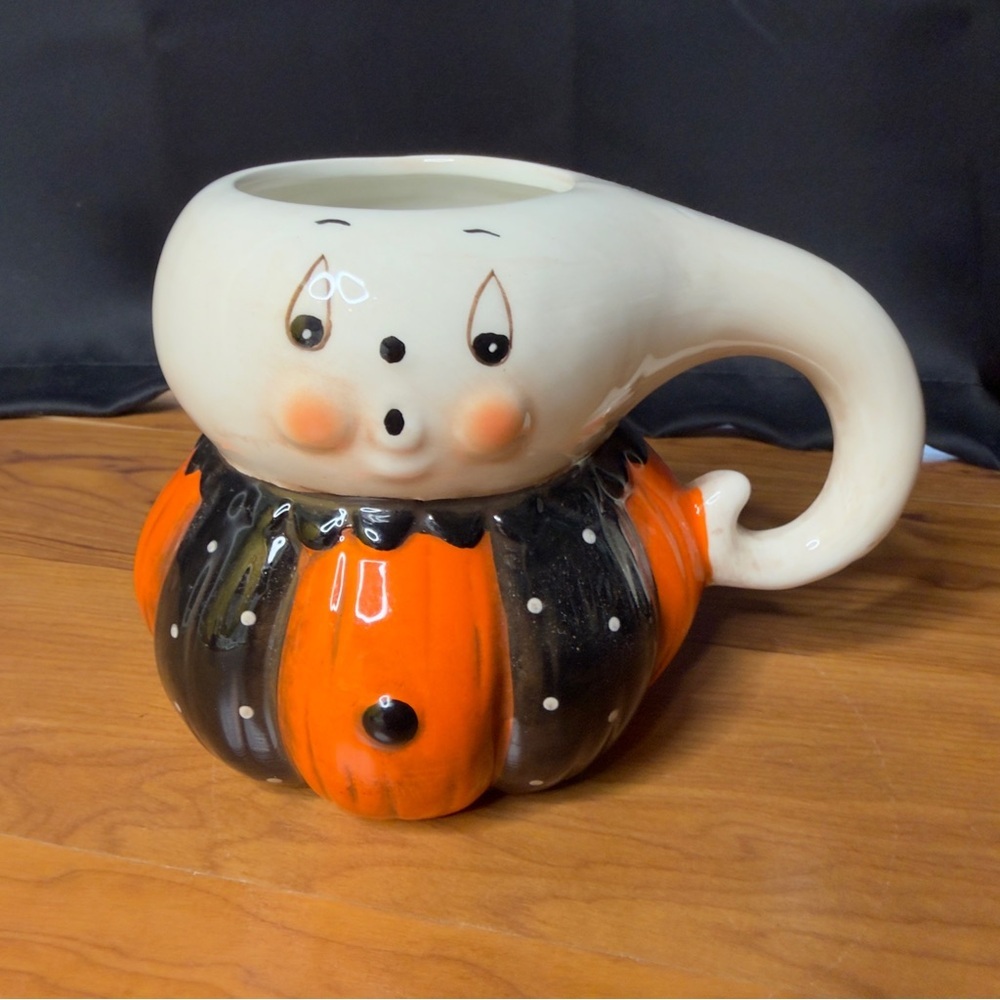 Johanna Parker Designs Halloween Ghost Pumpkin Mug Transpac Retro Cup Vintage
